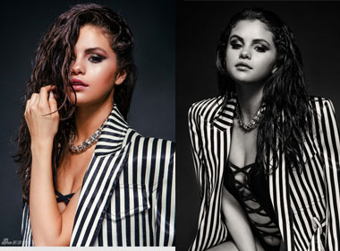 Selena Gomez nóng bỏng với thời trang kẻ sọc