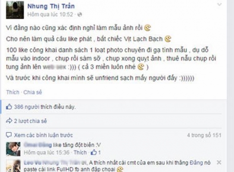 Hàng loạt facebook của các nhiếp ảnh gia bị mẫu nữ tố sàm sỡ