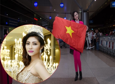 Đặng Thu Thảo mang cờ đỏ dự thi Hoa hậu Quốc tế