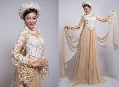Hoa hậu Quốc tế 2014: Trang phục áo dài dân tộc đính ngọc trai của Đặng Thu Thảo 