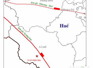 Trận động đất có độ lớn 3,3 độ Richter đã xảy ra tại khu vực huyện A Lưới.