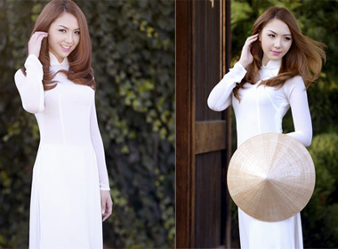 Jennifer Chung xinh đẹp tha thướt trong tà áo dài trắng
