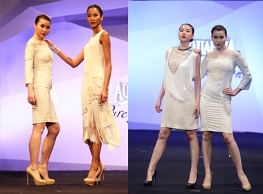 Minh Triệu, Hoàng Thùy đọ bước trên sàn catwalk