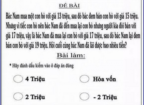 Bài toán lớp 3 gây tranh cãi