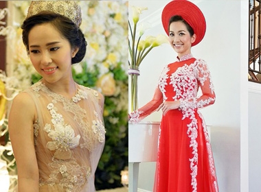 Kiểu tóc đẹp của các cô dâu showbiz Việt 