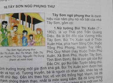 Hình ảnh minh họa các nữ tướng của nhà Tây Sơn giống với truyện tranh của Nhật Bản.