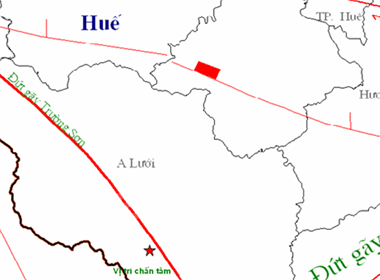Trận động đất 2.9 độ Richter xảy ra tại khu vực huyện A Lưới, tỉnh Thừa Thiên Huế. (Ảnh: Viện Vật lý địa cầu)