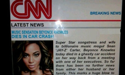 Beyoncé qua đời vì tai nạn xe hơi thảm khốc?