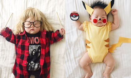 Em bé hóa thành thiên thần cosplay trong giấc ngủ trưa