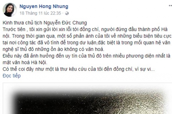 Tâm thư gửi Chủ tịch thành phố Hà Nội, ông Nguyễn Đức Chung của giảng viên Nguyễn Hồng Nhung.