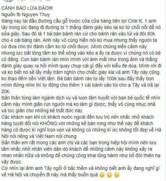 Hà Nội: Bắt giữ nữ quái bán bánh rán và đánh giày chặt chém khách tây 80.000 đồng/4 chiếc bánh rán - Ảnh 1.