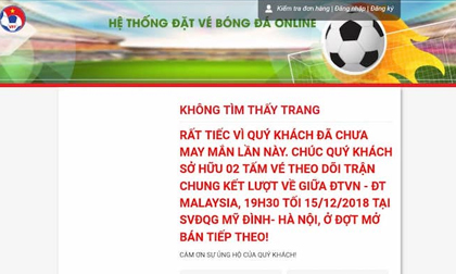 Săn vé online trận Việt Nam - Malaysia: 'Điệp khúc' tê liệt web bán vé của VFF