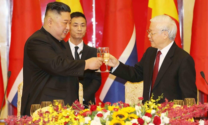Tổng bí thư, Chủ tịch nước mở tiệc chiêu đãi Chủ tịch Kim Jong-un