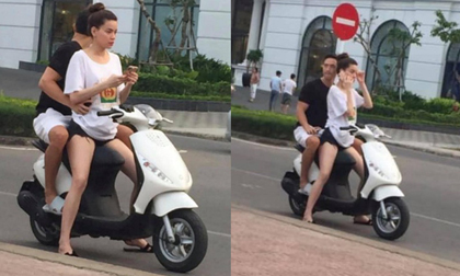 Hồ Ngọc Hà chở Kim Lý bằng xe máy mà không đội mũ bảo hiểm gây tranh cãi