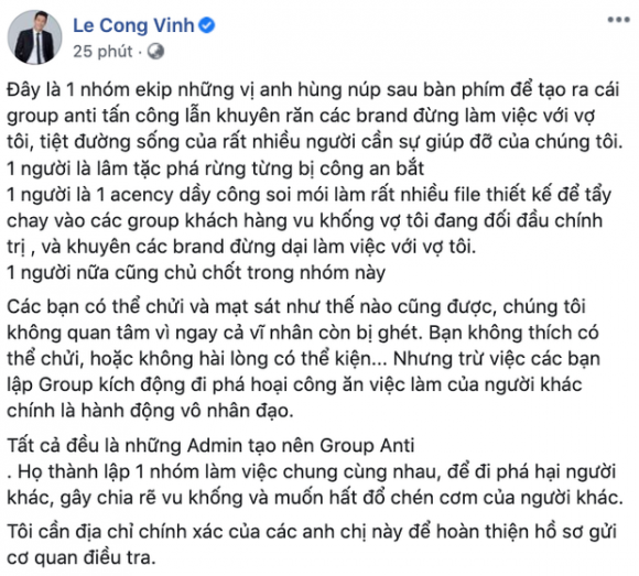 Công Vinh tuyên bố xử lý antifan tấn công Thuỷ Tiên: Tố chi tiết từng người, quyết tìm tận nơi, nhờ pháp luật can thiệp