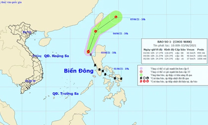Bão Choi-Wan giật cấp 10 trở thành cơn bão số 1 trên Biển Đông, 'mở màn' mùa mưa bão 2021