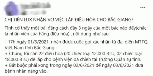 Thủy Tiên lên tiếng khi bị tố 'nhận vơ' việc lắp đặt 22 máy lạnh cho tuyến đầu chống dịch ở Bắc Giang