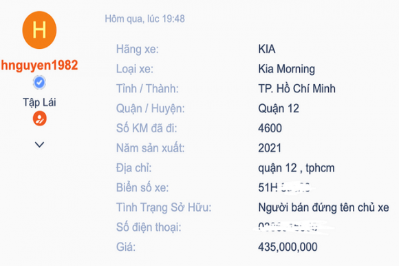 Kia Morning 2021 đầu tiên tại Việt Nam lên sàn xe cũ, thách cưới giá rẻ - Ảnh 1.