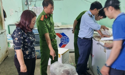 Tạm giữ gần 600 kg gà đông lạnh, bò viên, râu bạch tuộc... không rõ nguồn gốc xuất xứ