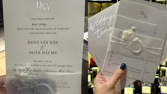 Hé lộ thiệp cưới của Đoàn Văn Hậu - Doãn Hải My ở Hà Nội, tổ chức tại khách sạn 5 sao sang chảnh, dặn khách chú ý một điều - Ảnh 1.